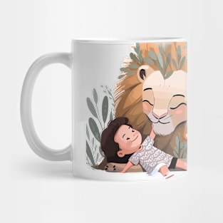 Cute Lion Animal Loving Cuddle Embrace Children Kid Tenderness Mug